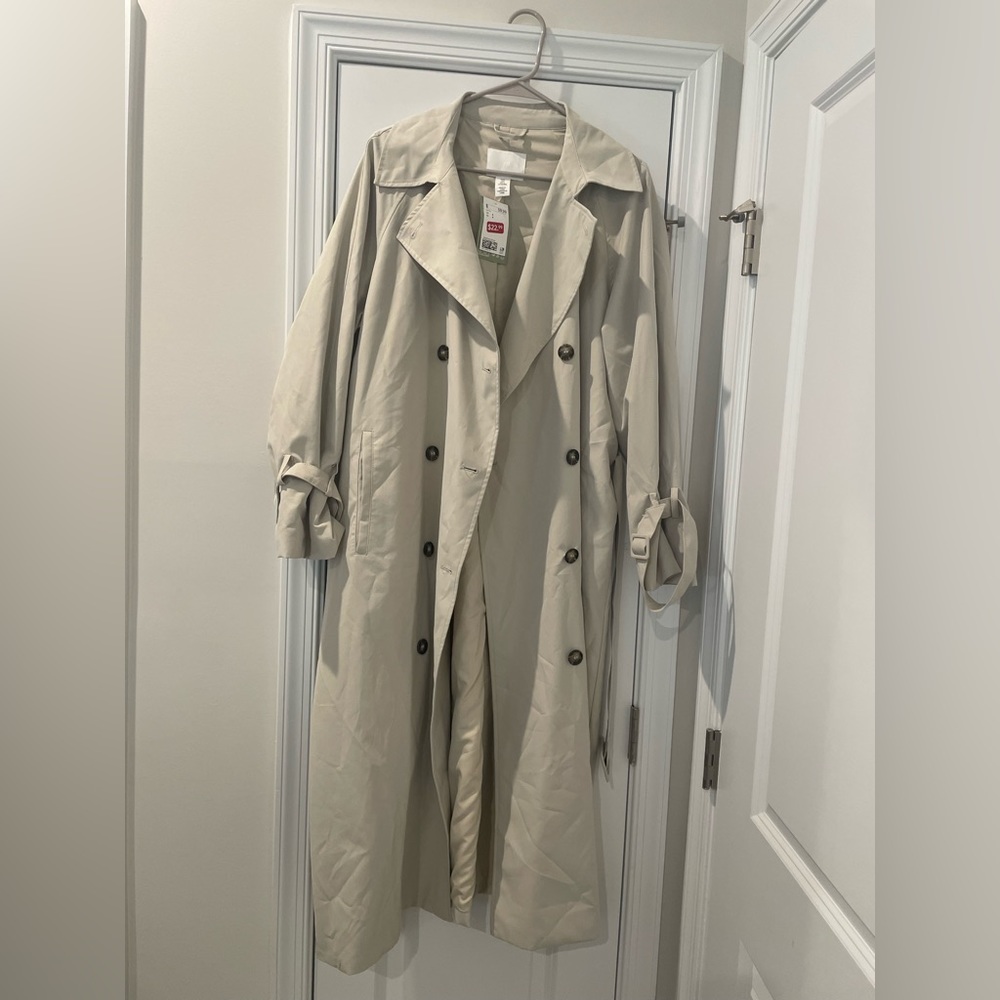 H&M Tan Trench Coat Size Small